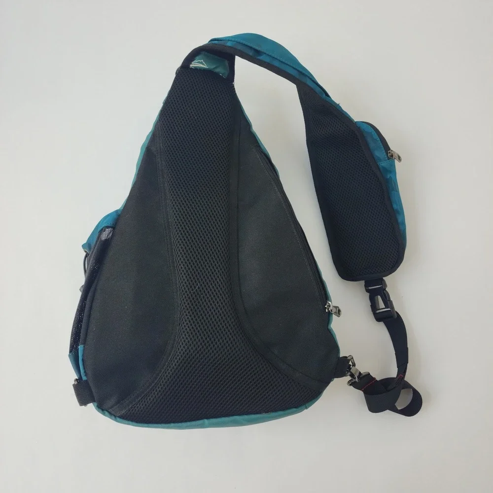 OutdoorMaster Sling Bag Teal Blue Camo Crossbody Backpack Hiking Travel Shoulder